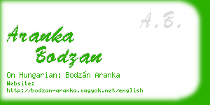 aranka bodzan business card