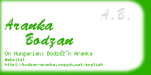 aranka bodzan business card